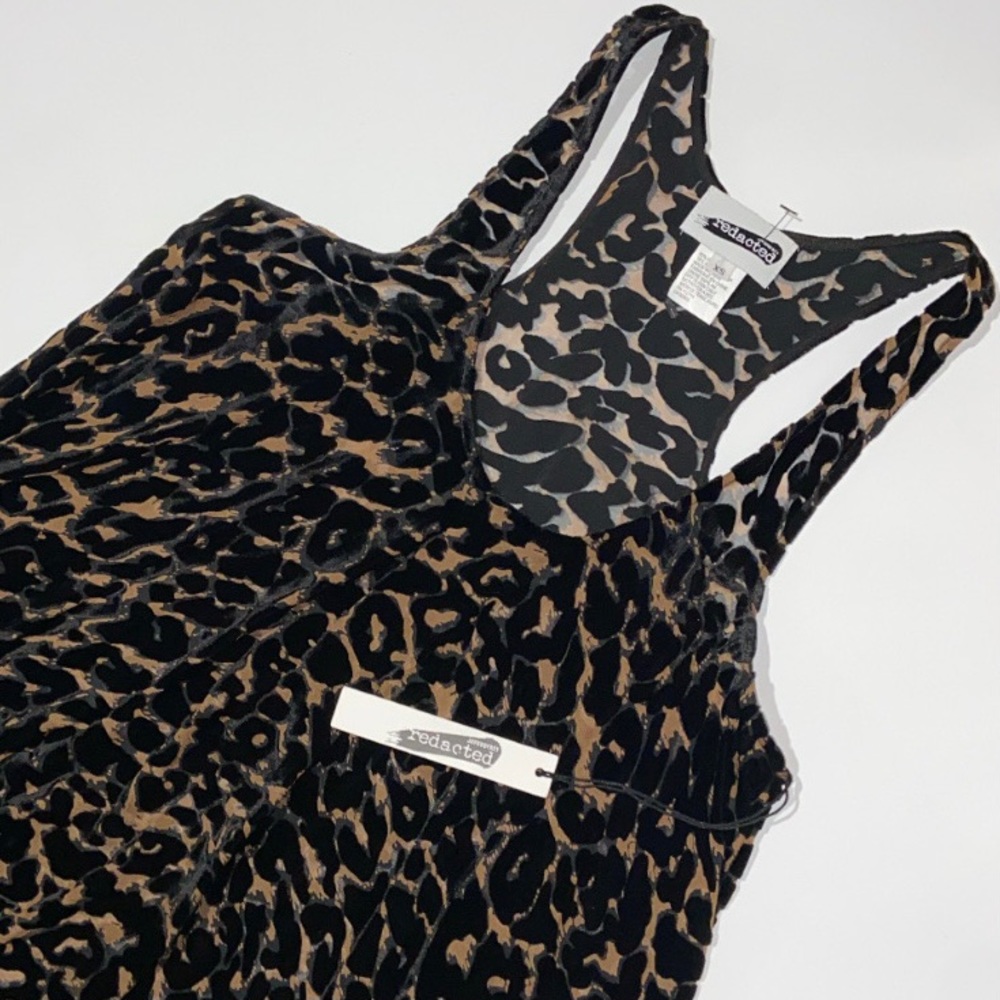 JAY GODFREY leopard velvet burnout sheer flowy tank blouse dressy animal print